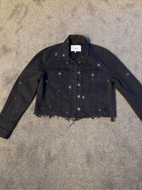 pistola Black Denim Jacket with Star Embroidery